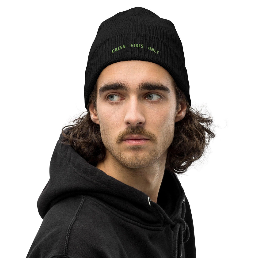 Green Vibes Only Organic ribbed beanie - Bare Organic Sportswear