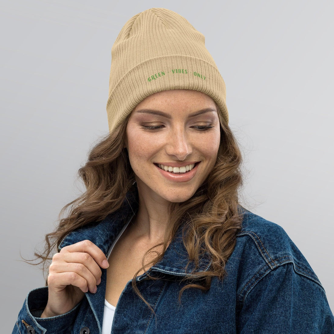 Green Vibes Only Organic ribbed beanie - Bare Organic Sportswear